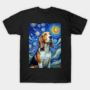 Beagle Dog Breed Painting in a Van Gogh Starry Night Art Style T-Shirt